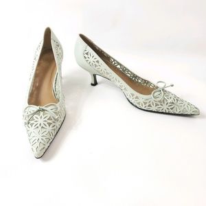 Stuart Weitzman Leather Laser Cut Heel